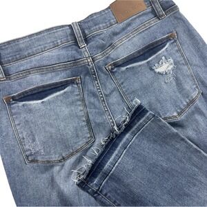 Judy Blue Jeans‎ Cropped Boot Womens 14W Frayed Hem Stretch Mid Rise Distressed